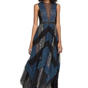 BCBGMAXAZRIA Rebecka Asymmetrical Lace Dress
